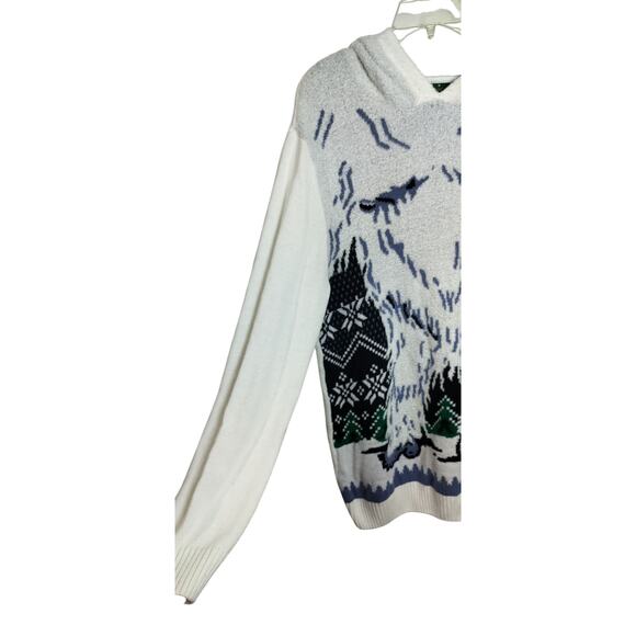 M783) Ugly Sweater Men Winter Abominable Snowman Teeth Hooded Sweater XL - Picture 4 of 11